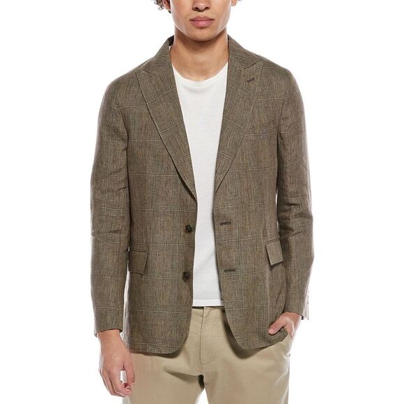 Todd Snyder MensPlaid Linen Sutton Jacket Brown